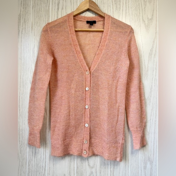 J Crew Women's Pink Kid Mohair Blend Button Up Knit Cardigan Sweater XXS LNC - Picture 1 of 3